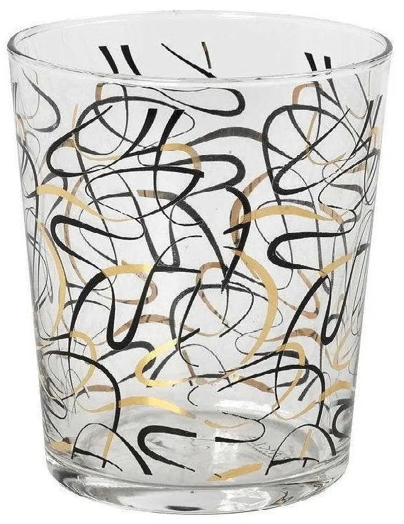 Ποτήρι Νερού Lucia RAB531K6 380ml Γυάλινο Black-Gold Espiel Glass