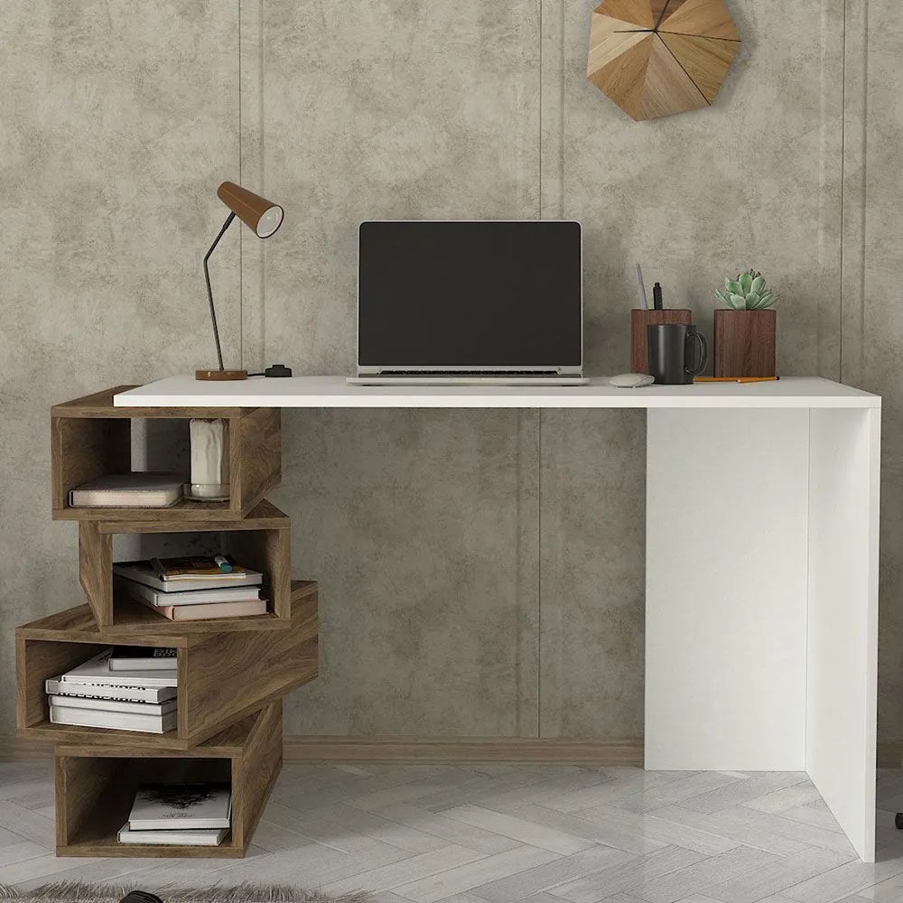 Γραφείο Jenga 745DCD3806 130x60x75cm White-Walnut