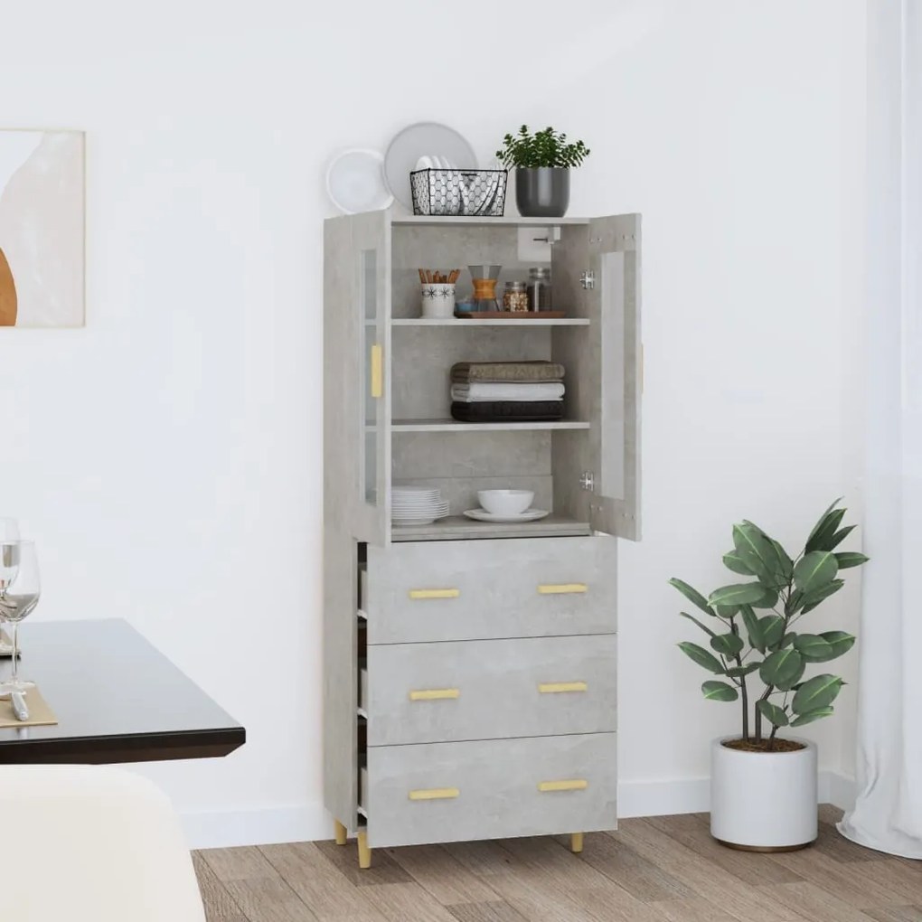 vidaXL Ντουλάπι Γκρι Σκυροδέματος 69,5x34x180 εκ. Επεξεργασμένο Ξύλο