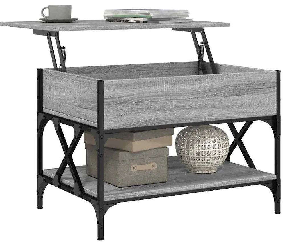 vidaXL Τραπεζάκι Σαλονιού Γκρι Sonoma 70x50x50 εκ. Επεξ. Ξύλο/Μέταλλο