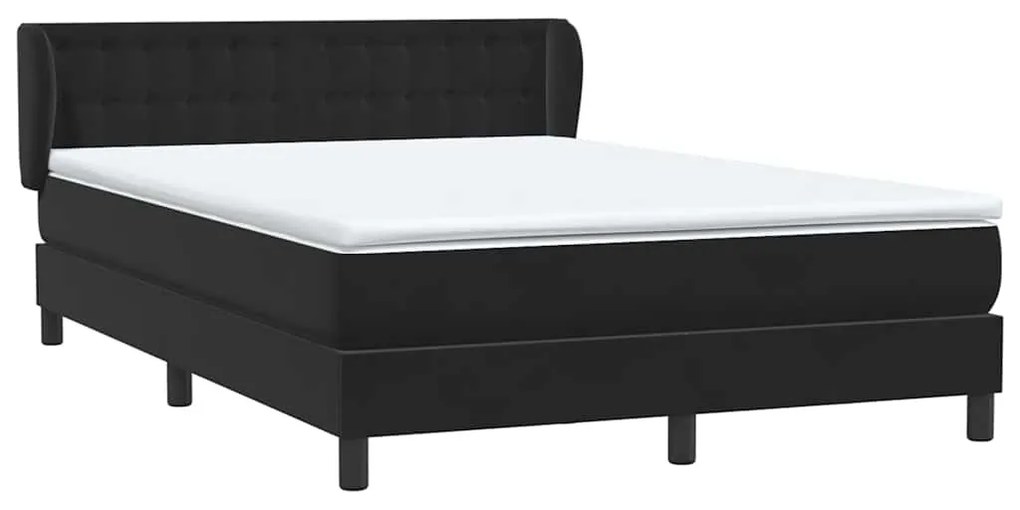 vidaXL Κρεβάτι Boxspring με Στρώμα Μαύρο 1140x210 εκ. Βελούδινο