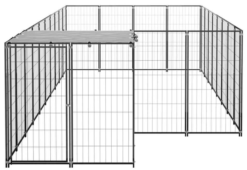 vidaXL Σπιτάκι Σκύλου Μαύρο 10,89 m² Ατσάλινο