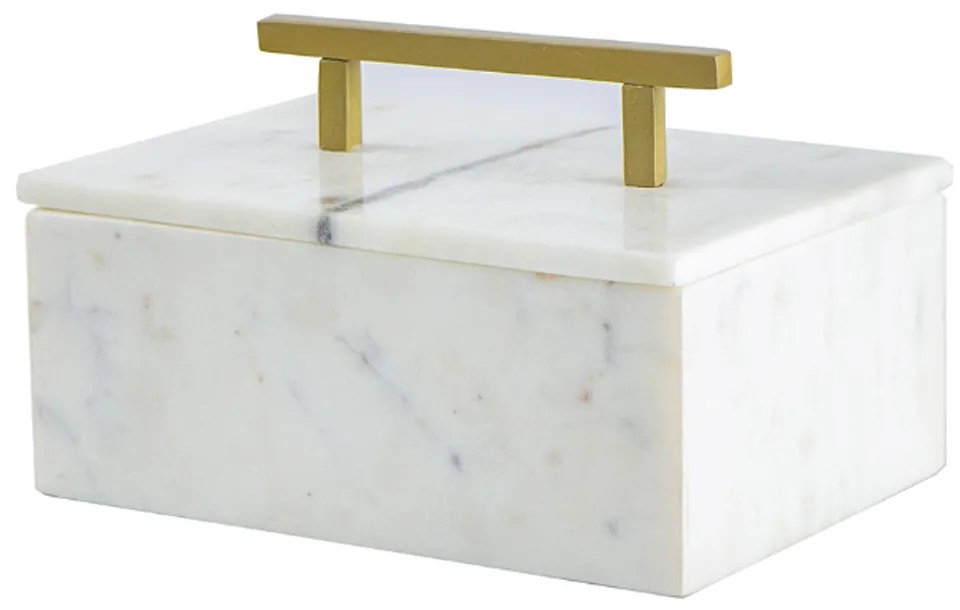 Artekko Marble Box Κοσμηματοθήκη Κουτί Διακοσμητικό Μάρμαρο Μέταλλο Λευκό Χρυσό (18x12.5x11)cm