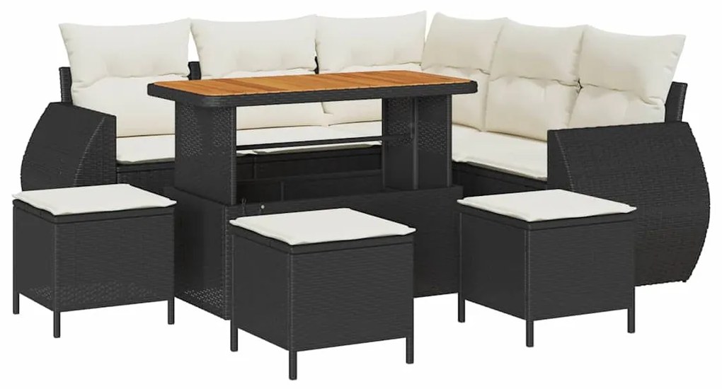 vidaXL Σετ Καναπέ Κήπου 9 pcs Μαύρο και κρεμ 110 x 55 x 71 εκ