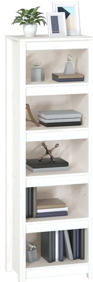 vidaXL Βιβλιοθήκη Λευκή 50 x 35 x 154 εκ. από Μασίφ Ξύλο Πεύκου