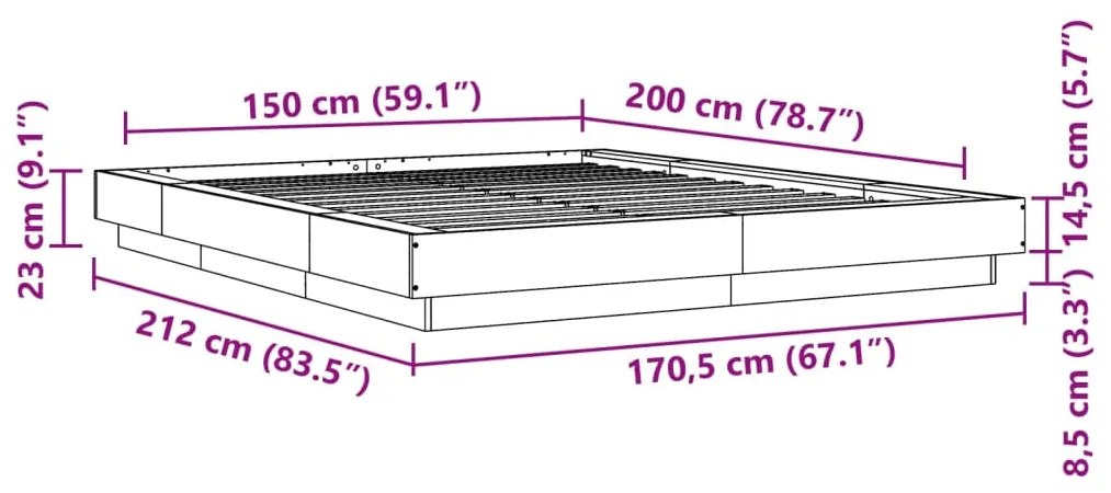 ΠΛΑΙΣΙΟ ΚΡΕΒΑΤΙΟΥ ΓΚΡΙ SONOMA 150X200 ΕΚ. ΕΠΕΞΕΡΓΑΣΜΕΝΟ ΞΥΛΟ 3281187