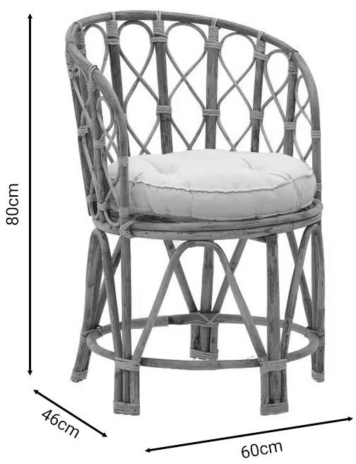 Πολυθρόνα Rostan Inart φυσικό rattan με μαξιλάρι 60x46x80εκ