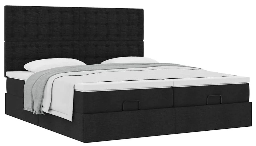 Οθωμανικό κρεβάτι με στρώματα Μαύρο 180x200cm Ύφασμα 3313736