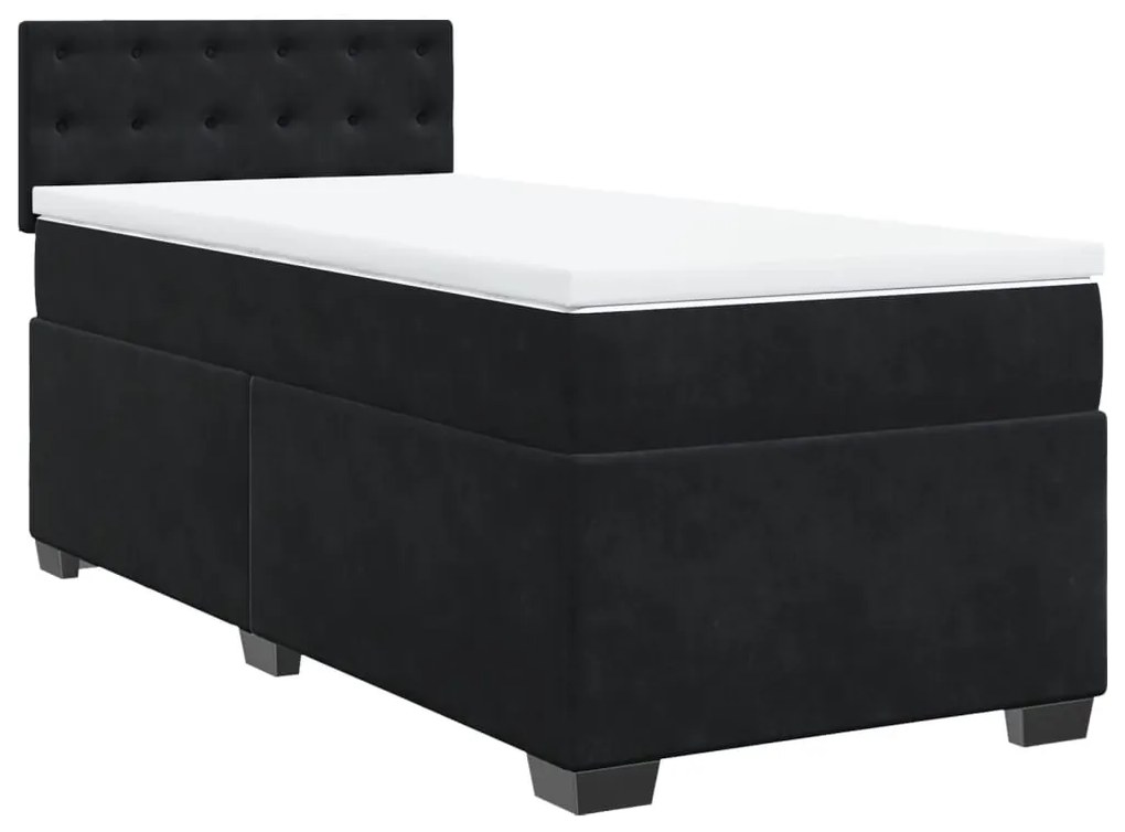 vidaXL Κρεβάτι Boxspring με Στρώμα Μαύρο 90x190 εκ. Βελούδινο