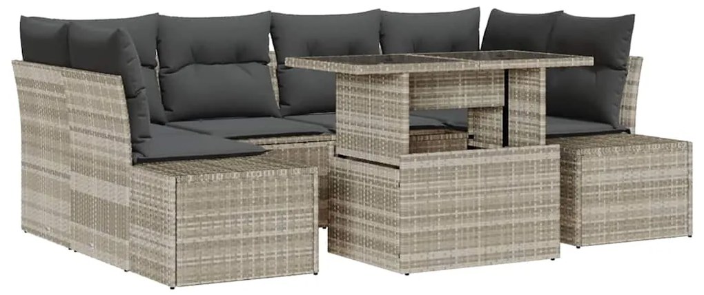 vidaXL Σετ Καναπέ Κήπου 7 pcs Ανοιχτό γκρι 100 x 55 x 73 εκ