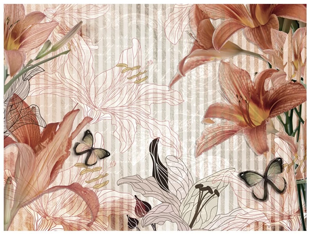 Φωτοταπετσαρία - Flowers and butterflies 200x154
