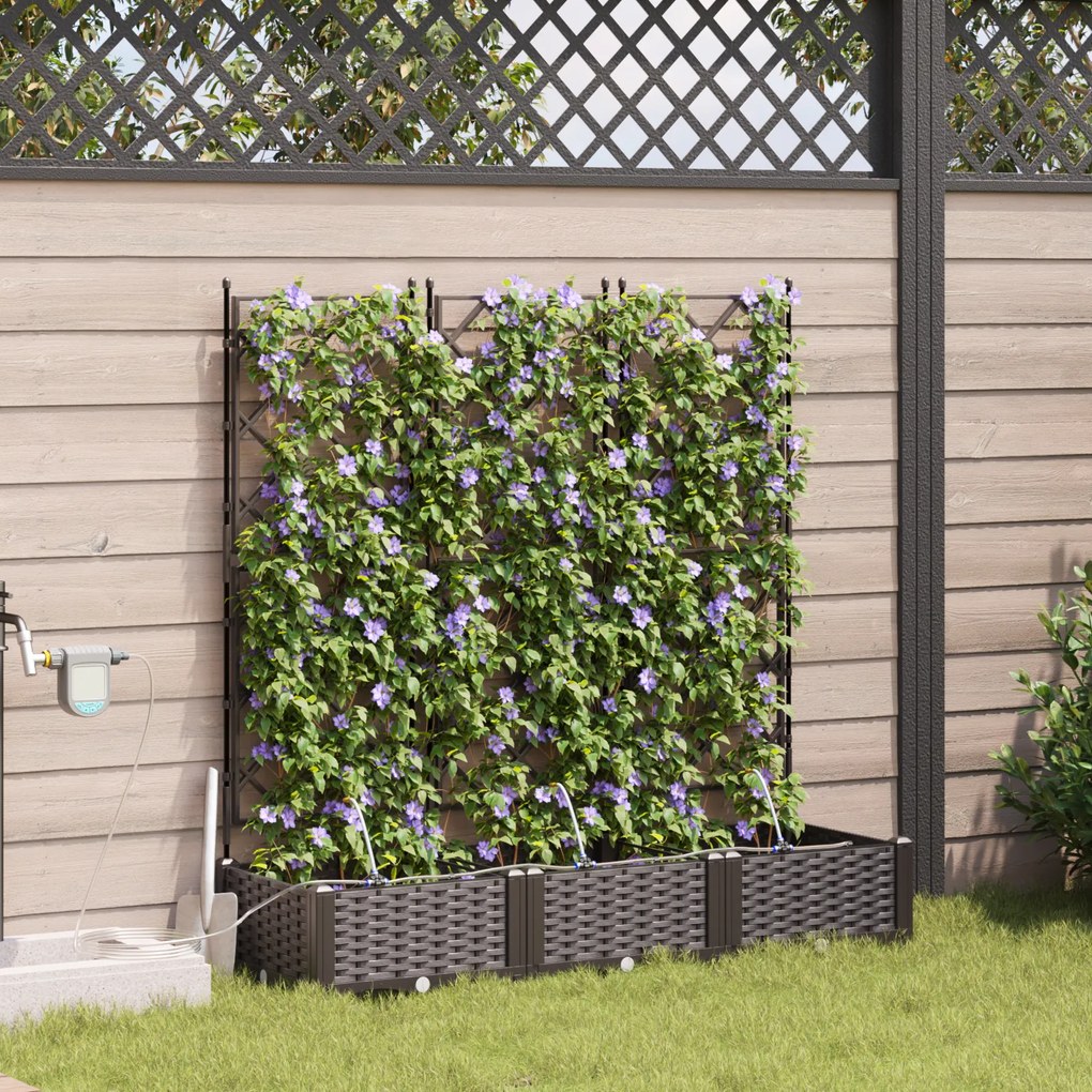 vidaXL Γλάστρες Κήπου 1 τεμ Καφασωτό Καφέ 120 x 40 x 126 cm Πλαστικό