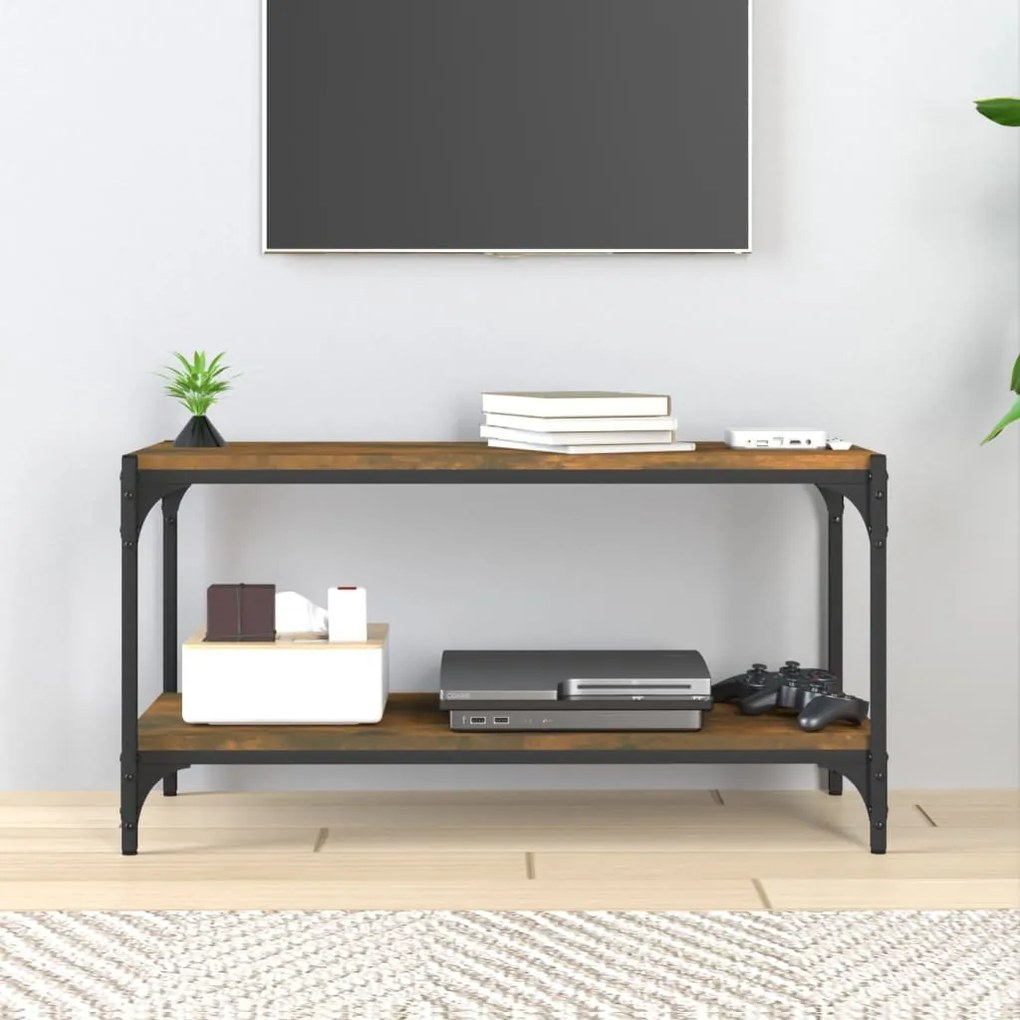 vidaXL Έπιπλο Τηλεόρασης Καπνιστή Δρυς 80x33x41 εκ Επεξ. Ξύλο & Ατσάλι