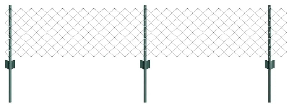 vidaXL Φράκτης Αλυσίδας με 22 U Posts Πράσινος 0.4x25 m Χάλυβας