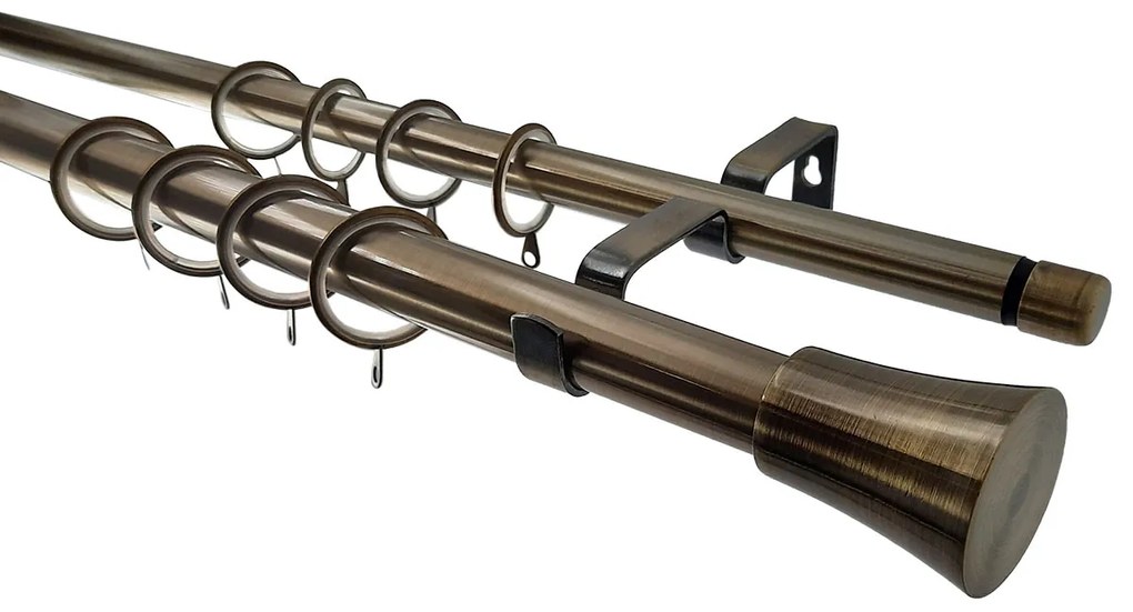 Κουρτινόξυλο Διπλό Επεκτεινόμενο 160-300cm Με Άκρα Grace Bronze 998702