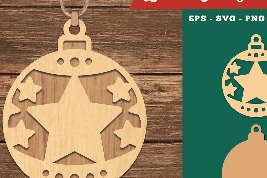 Σετ των 3 Intra απο ξύλο plywood 3mm-4mm πάχος Στολίδι με λέιζερ χριστουγεννιάτικη μπάλα 3 Δίασταση 8x8 cm INTRAFABR-109982413