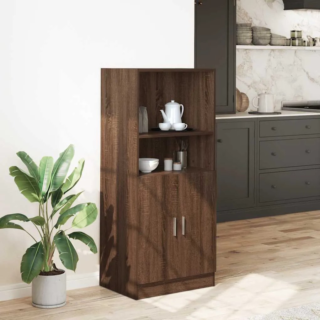Ντουλάπι Κουζίνας Καφέ δρυς 57x41,5x131,5 εκ. Επεξεργ. Ξύλο - Καφέ