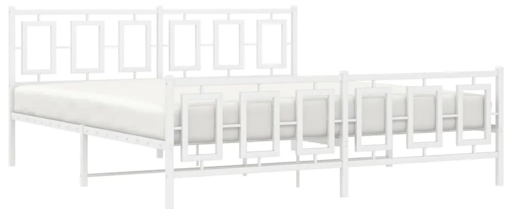 vidaXL Πλαίσιο Κρεβατιού με Κεφαλάρι&amp;Ποδαρικό Λευκό 183x213εκ. Μέταλλο