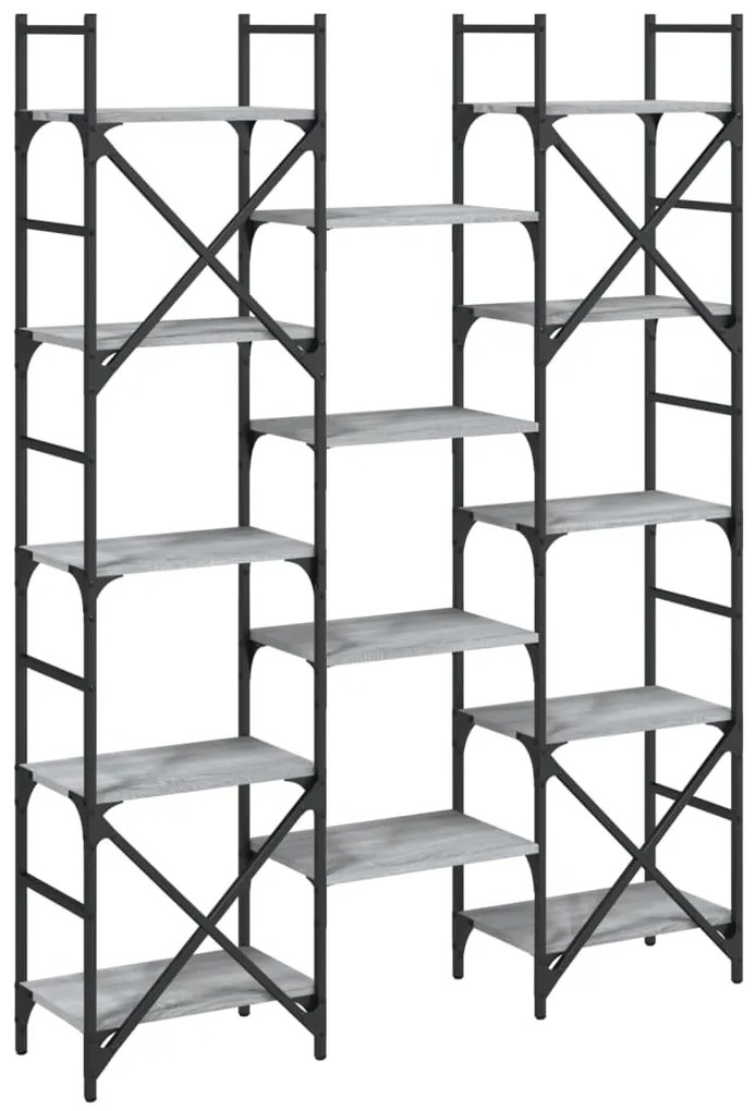 vidaXL Βιβλιοθήκη Γκρι Sonoma 127,5x28,5x172,5 εκ. Επεξεργασμένο Ξύλο