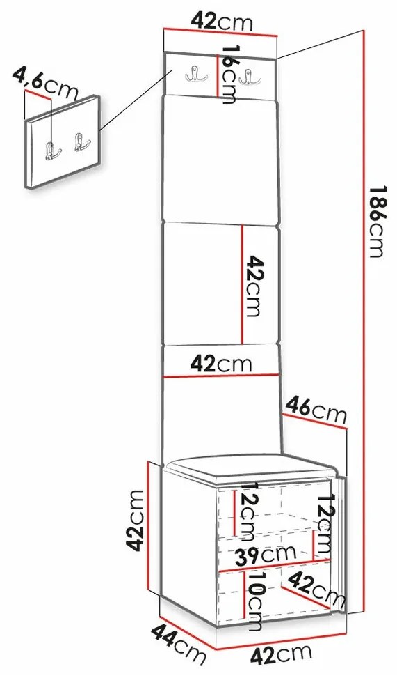 Σετ διαδρόμου Hartford 386, 186x42x46cm, Άσπρο, Τυρκουάζ, Ινοσανίδες μέσης πυκνότητας, Πλαστικοποιημένη μοριοσανίδα, Ταπισερί, Εντοιχισμένη, Τοίχου