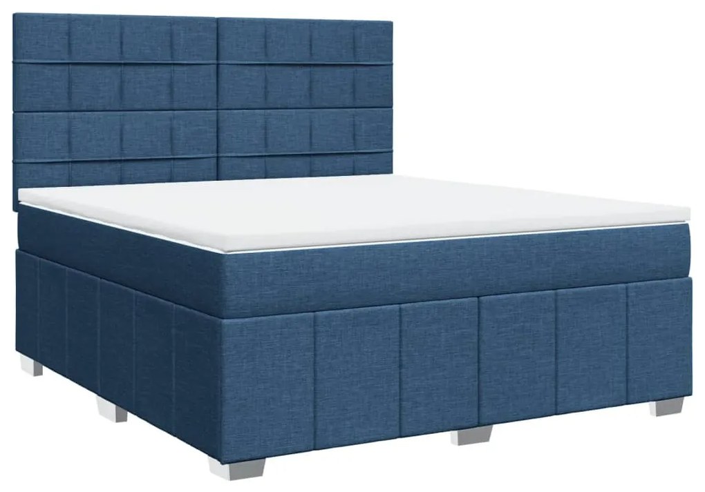 Κρεβάτι Boxspring με Στρώμα Μπλε 180x200 εκ. Υφασμάτινο 3291753