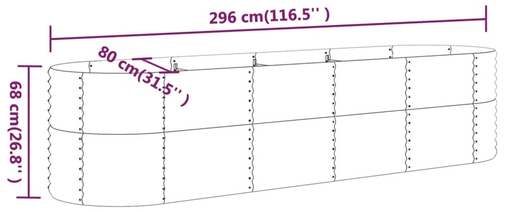 vidaXL Ζαρντινιέρα Πράσινη 296x80x68 εκ Ατσάλι με Ηλεκτρ. Βαφή Πούδρας