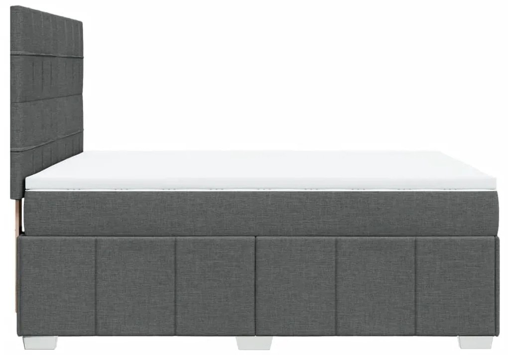 Κρεβάτι Boxspring με Στρώμα Σκούρο Γκρι 140x190 εκ. Υφασμάτινο - Γκρι