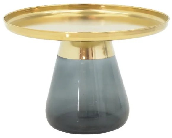 Βοηθητικό τραπέζι Kunlo Inart χρυσό χρώμιο-μαύρο γυαλί Φ60x42εκ 101-000106-101-000106-Χρώμιο 101-000106