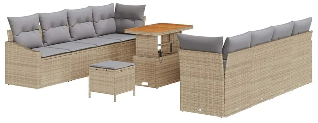 vidaXL Σετ Καναπέ Κήπου 11 pcs Μπεζ, Ανοιχτό Γκρι 90 x 55 x 71 cm