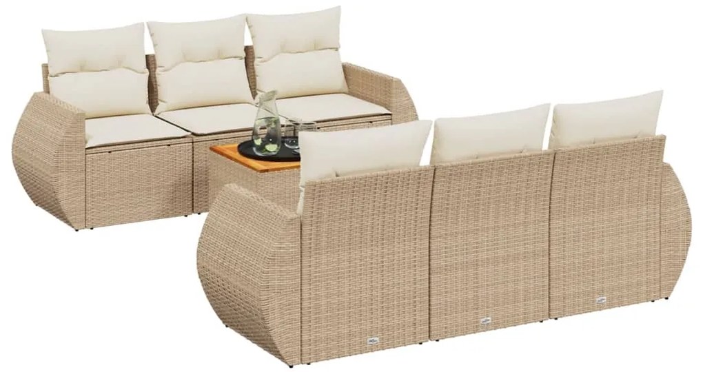 vidaXL Σαλόνι Κήπου Σετ 7 τεμ. Μπεζ Συνθετικό Ρατάν με Μαξιλάρια