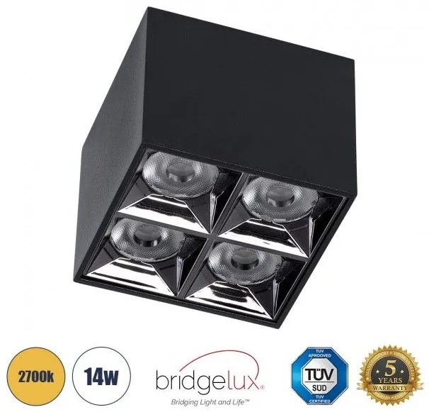 Επίτοιχο Σποτ Downlight LED TrimLess 14W-Μαύρο Κάτοπτρο Χρωμίου 2700K LUMINAR SUPERIOR 60333 Globostar 60333 Μαύρο