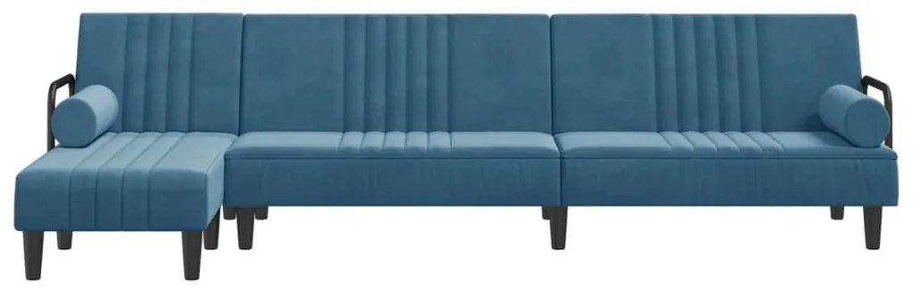 Καναπές Κρεβάτι Γωνιακός Μπλε 260 x 140 x 70 εκ. Βελούδινος - Μπλε