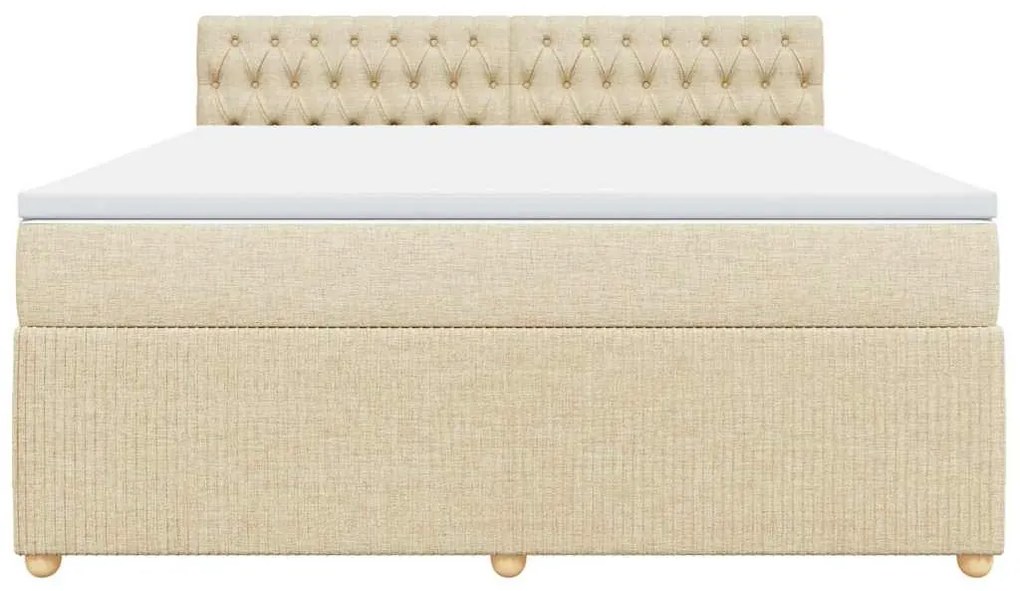vidaXL Κρεβάτι Boxspring με Στρώμα Κρεμ 180x200 εκ. Υφασμάτινο