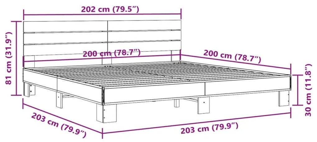 ΠΛΑΙΣΙΟ ΚΡΕΒΑΤΙΟΥ ΓΚΡΙ SONOMA 200X200 ΕΚ. ΕΠΕΞ. ΞΥΛΟ &amp; ΜΕΤΑΛΛΟ 3280130