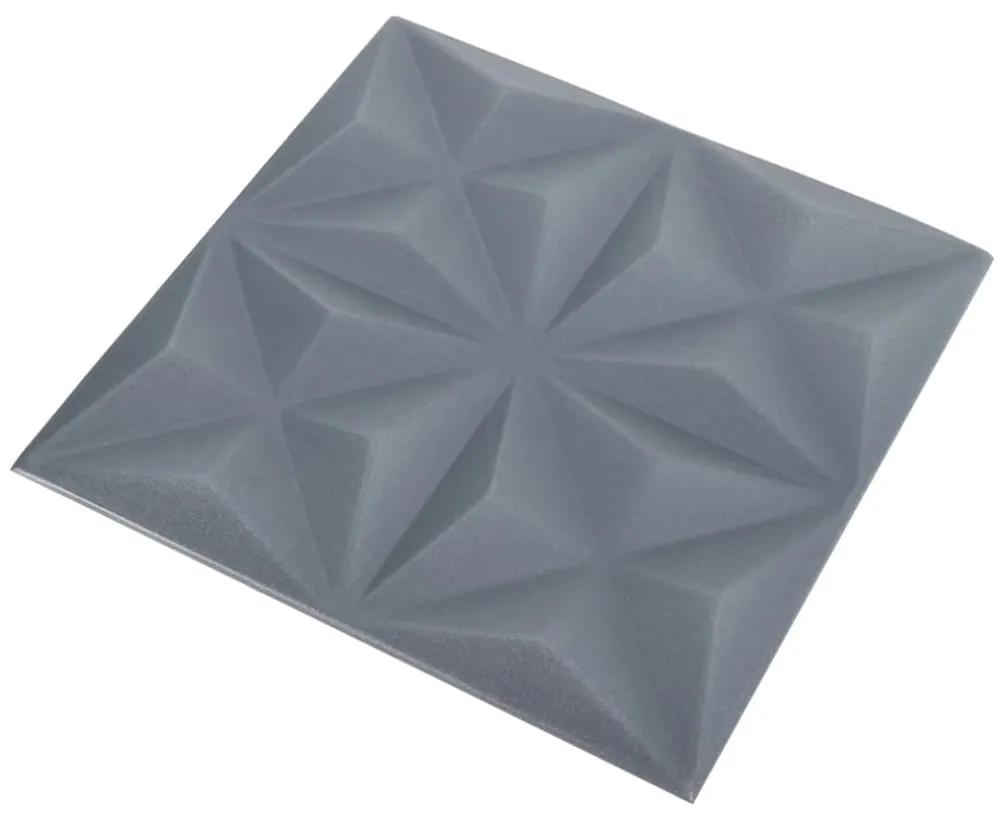 vidaXL Πάνελ Τοίχου 3D 12 τεμ. Γκρι Origami 50 x 50 εκ. 3 μ²
