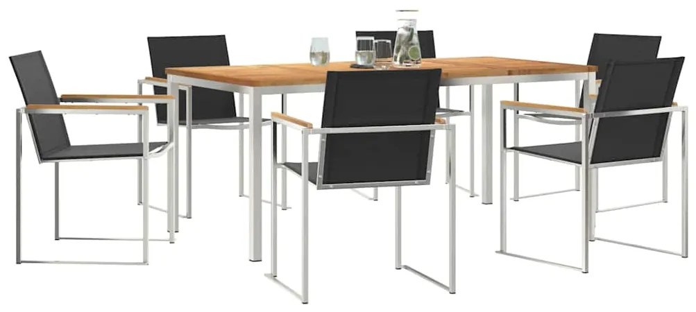 vidaXL Σέτ φαγητού για κήπο 7 pcs Συμπαγές Ξύλο Τικ