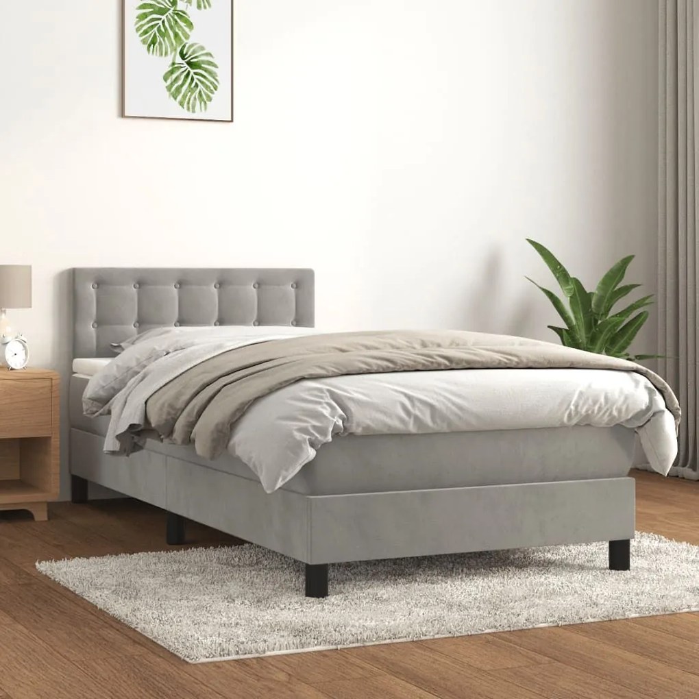 ΚΡΕΒΑΤΙ BOXSPRING ΜΕ ΣΤΡΩΜΑ ΑΝΟΙΧΤΟ ΓΚΡΙ 90X200 ΕΚ. ΒΕΛΟΥΔΙΝΟ 3141521