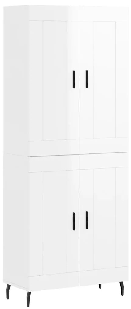 Ντουλάπι Γυαλιστερό Λευκό 69,5x34x180 εκ. Επεξεργασμένο Ξύλο - Λευκό