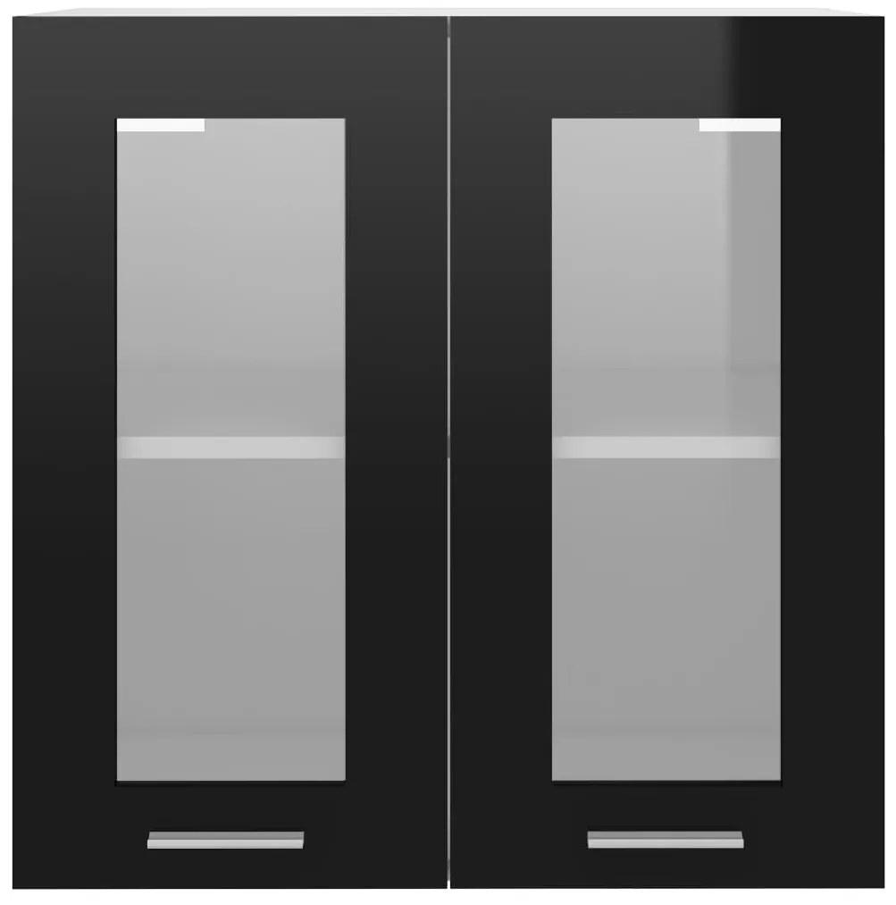 vidaXL Ντουλάπι Κρεμαστό με Τζάμι Γυαλ. Μαύρο 60x31x60 εκ. Μοριοσανίδα