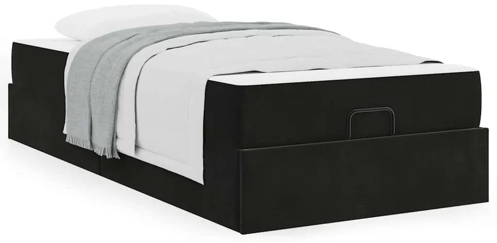 vidaXL Σκελετός κρεβατιού με στρώμα με στρώμα 2 pcs Μαύρο Βελούδο