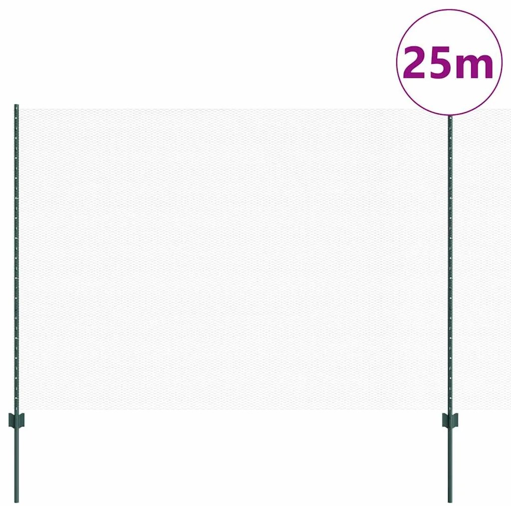 vidaXL Φράχτης με Στήλες. Πράσινο 1.6 x 25 m Ατσάλι
