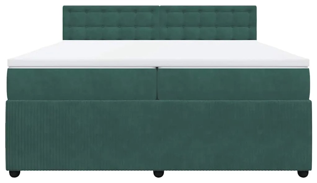 vidaXL Κρεβάτι Boxspring με Στρώμα Σκούρο Πράσινο 200x200εκ. Βελούδινο