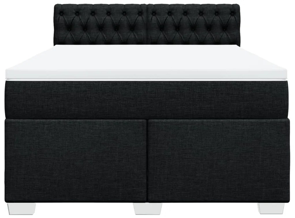 vidaXL Κρεβάτι Boxspring με Στρώμα Μαύρο 140x200 εκ. Υφασμάτινο