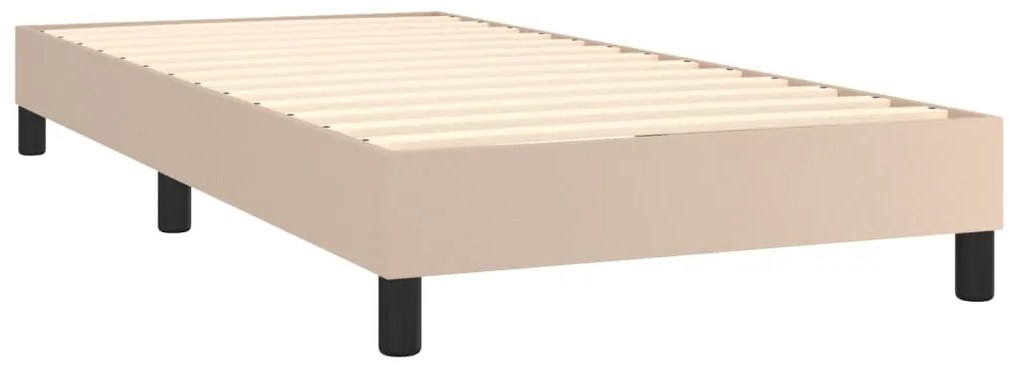 vidaXL Κρεβάτι Boxspring Στρώμα&amp;LED Καπουτσίνο 100x200 εκ. Συνθ. Δέρμα
