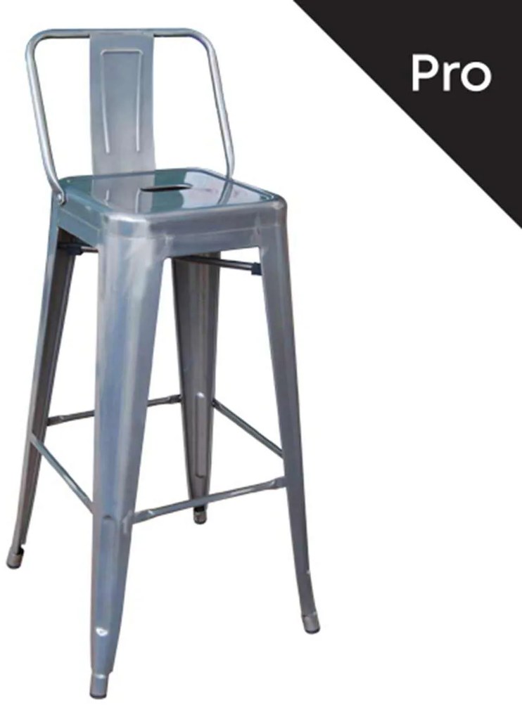 RELIX Σκαμπό BAR με Πλάτη, Μέταλλο Βαφή Απόχρωση Metal με Διακοσμητική Σκουριά
