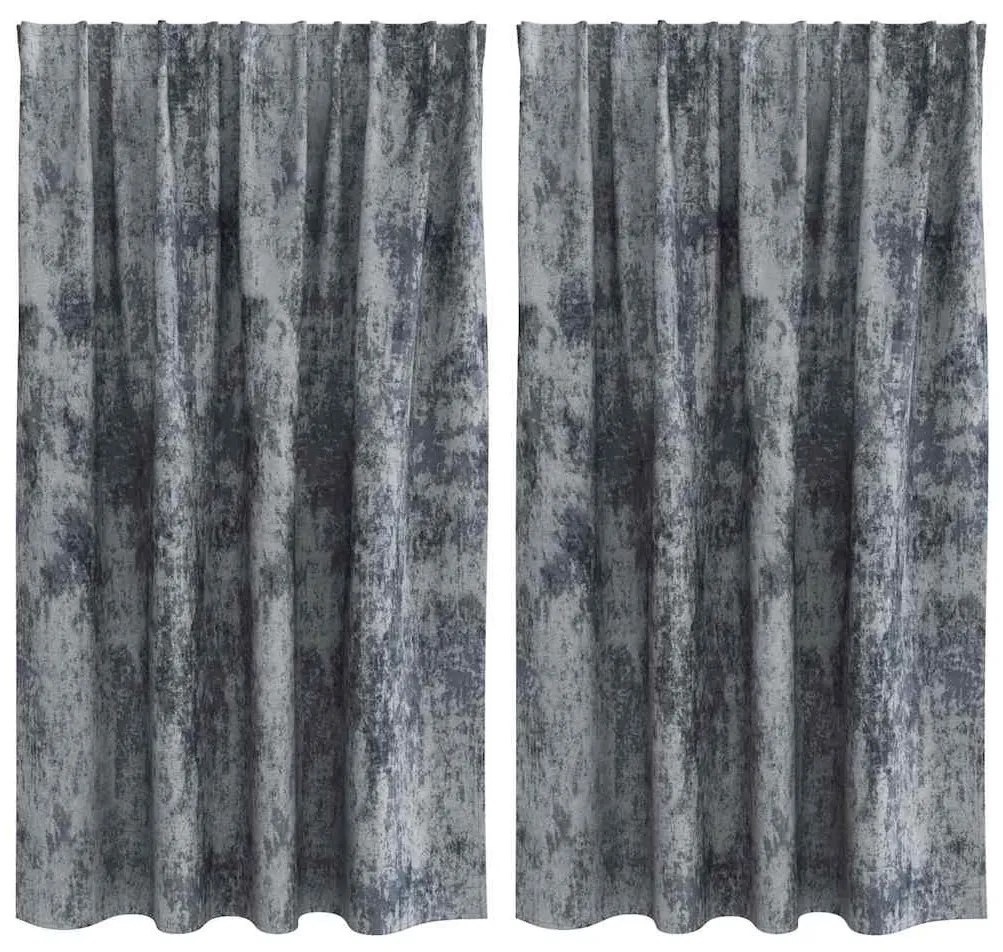 vidaXL Κουρτίνα με κουρτίνες 2 pcs Ασημί γκρι 140 x 140 cm Βελούδο