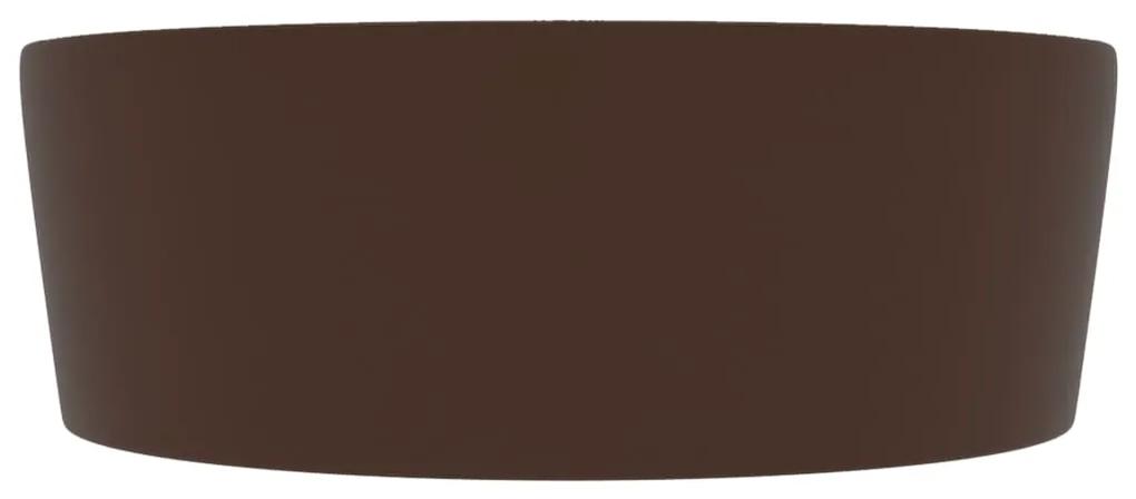 vidaXL Νιπτήρας με Υπερχείλιση Σκούρο Καφέ Ματ 36x13 εκ. Κεραμικός
