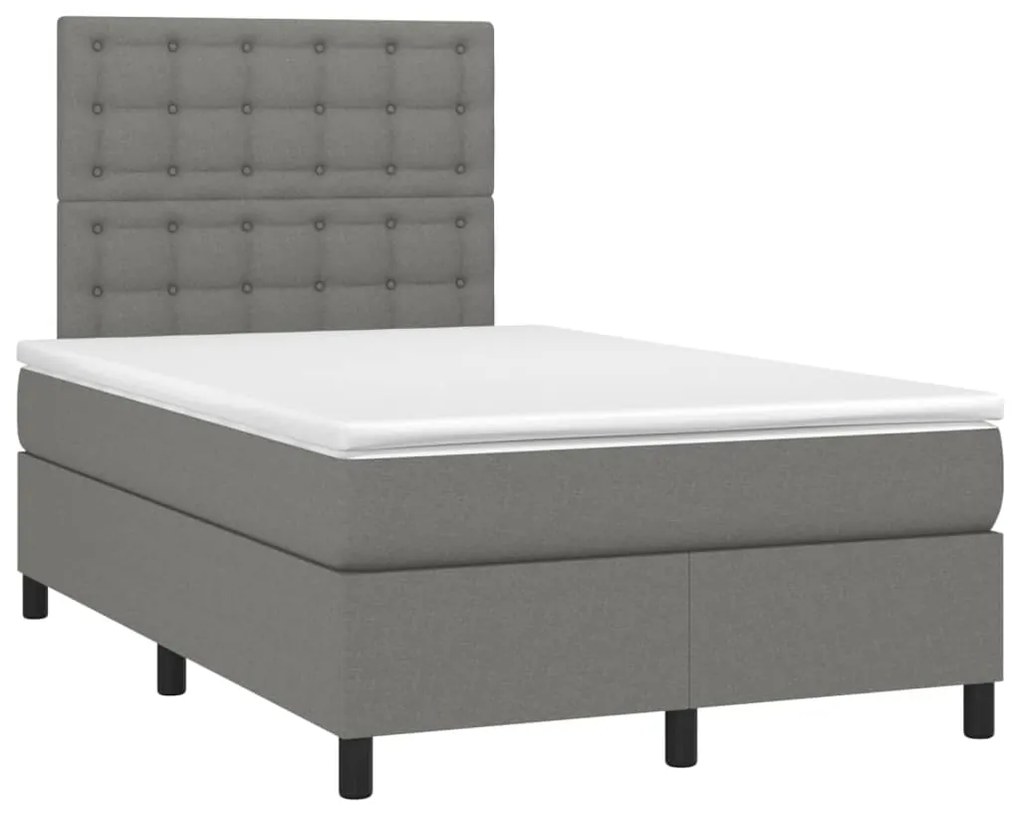 Κρεβάτι Boxspring με Στρώμα Σκούρο Γκρι 120x190 εκ Υφασμάτινο - Γκρι