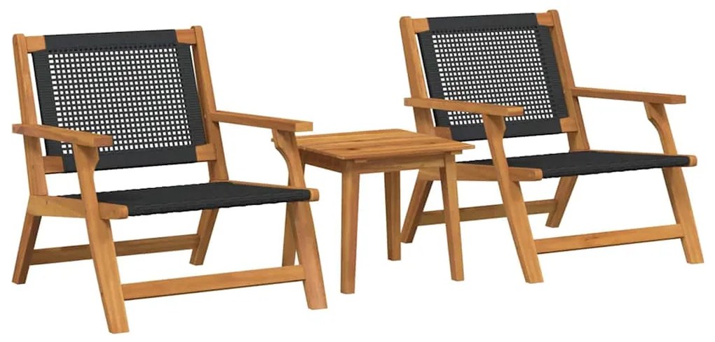 vidaXL Κήπου Καρέκλες με Τραπέζι 3 pcs Μαύρο 45 x 45 x 40 cm