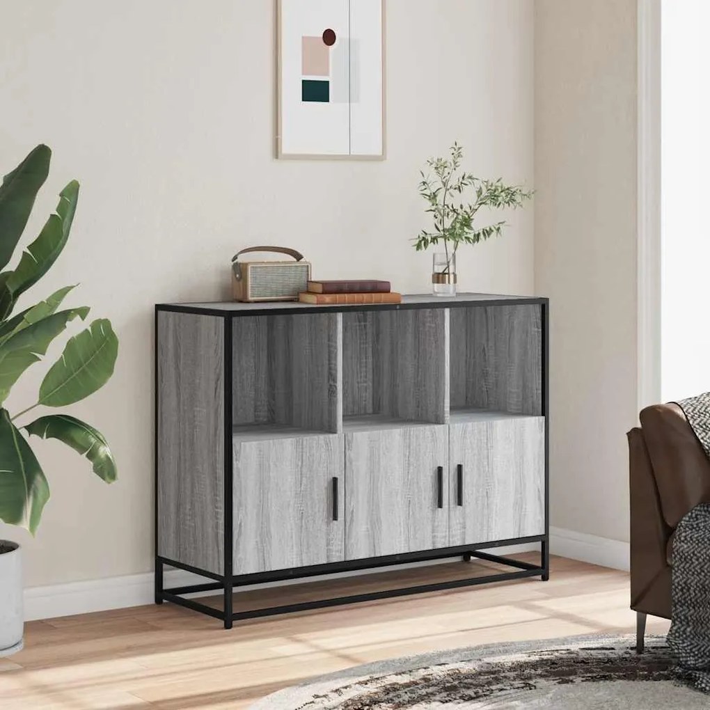 vidaXL Sideboard Γκρι Sonoma 100x35x76 cm Ξύλινο μηχανουργικό ξύλο